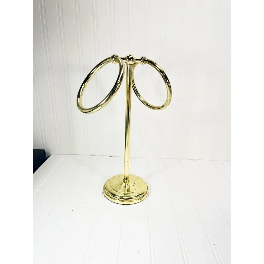Vintage Brass Hand Towel Holder - Hollywood Regency Bathroom Decor